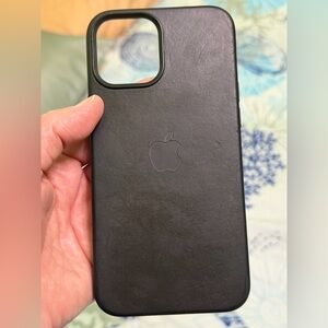 Apple 12 Pro Max Midnight Black iPhone Leather Case